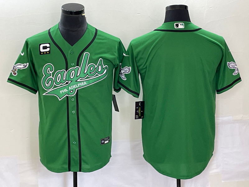 Men's Philadelphia Eagles Blank Green With C Patch Cool Base Stitched Baseball Jersey Men's Philadelphia Eagles Blank Green With C Patch Cool Base Stitched Baseball Jersey